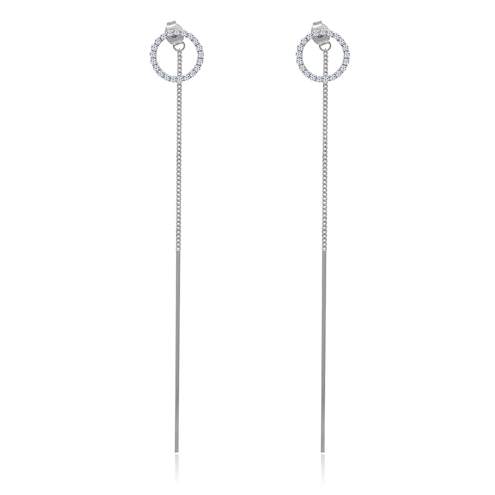 Long Dangle Chain Bar Earrings